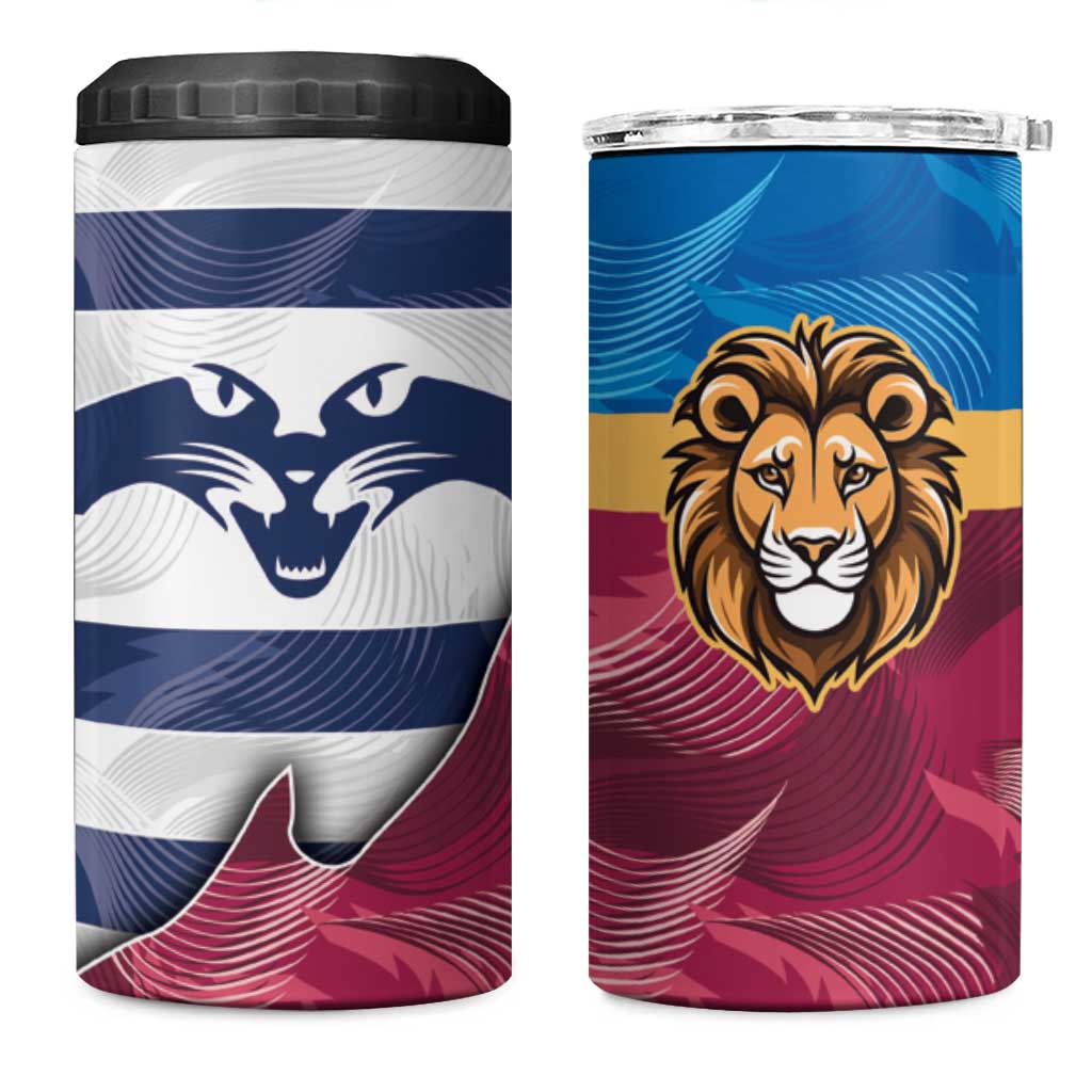 Brisbane-Geelong Football Custom 4 in 1 Can Cooler Tumbler Cracked Metal Style