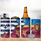 Brisbane-Geelong Football Custom 4 in 1 Can Cooler Tumbler Cracked Metal Style