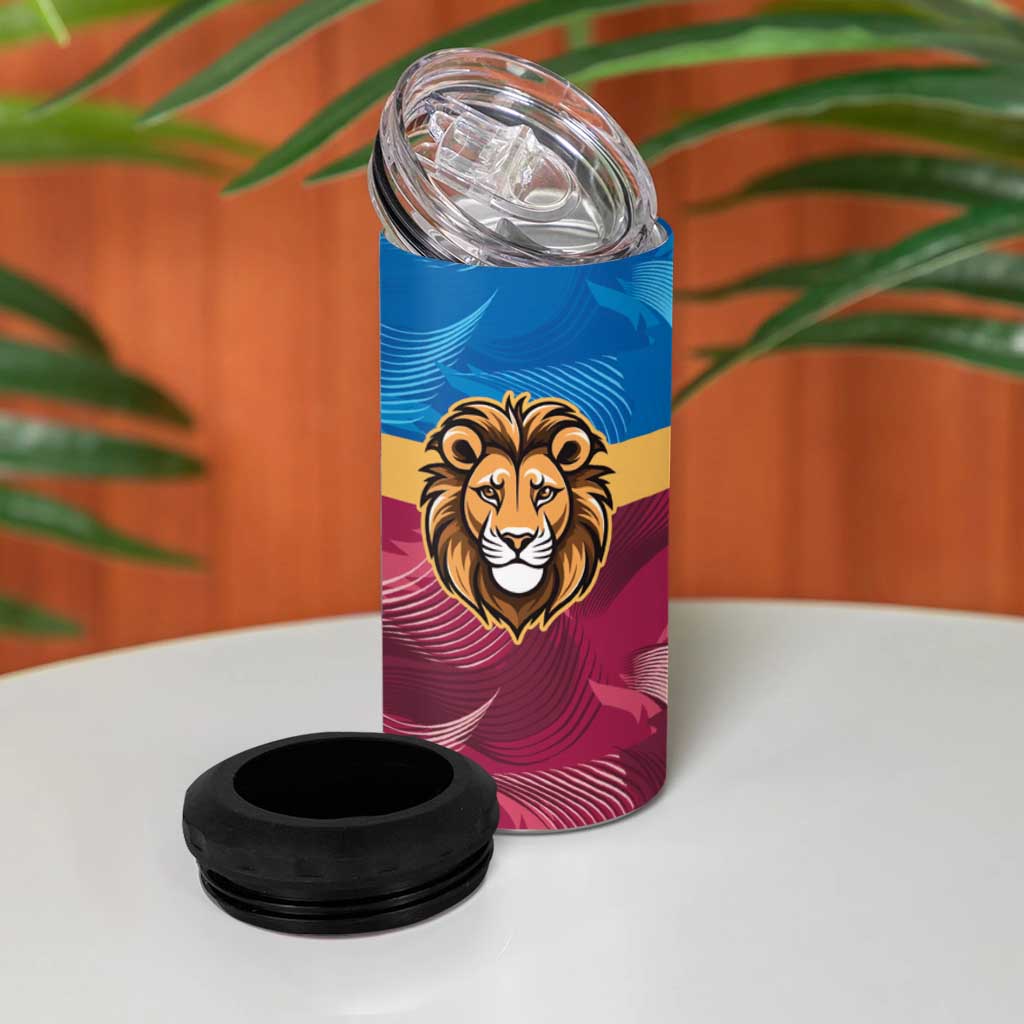 Brisbane-Geelong Football Custom 4 in 1 Can Cooler Tumbler Cracked Metal Style