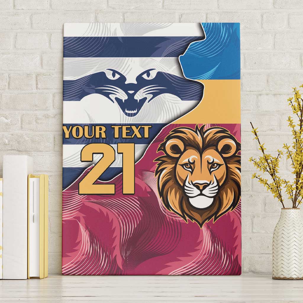 Brisbane-Geelong Football Custom Canvas Wall Art Cracked Metal Style