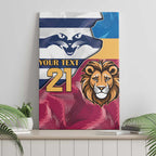 Brisbane-Geelong Football Custom Canvas Wall Art Cracked Metal Style