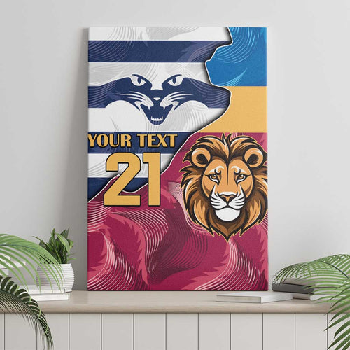 Brisbane-Geelong Football Custom Canvas Wall Art Cracked Metal Style