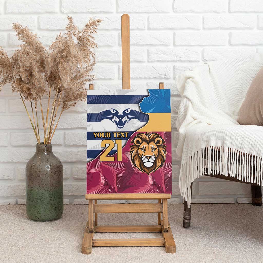 Brisbane-Geelong Football Custom Canvas Wall Art Cracked Metal Style