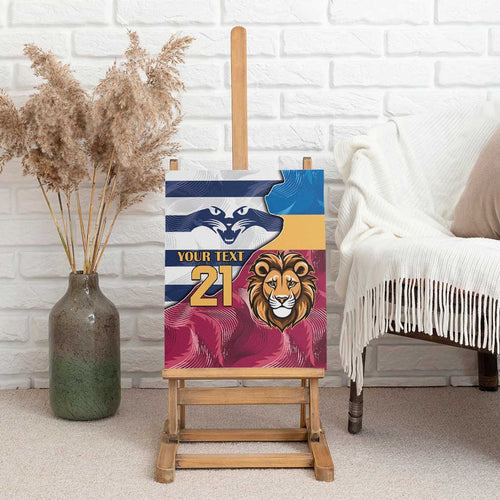 Brisbane-Geelong Football Custom Canvas Wall Art Cracked Metal Style
