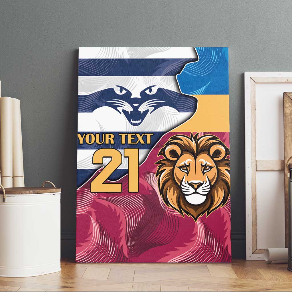 Brisbane-Geelong Football Custom Canvas Wall Art Cracked Metal Style
