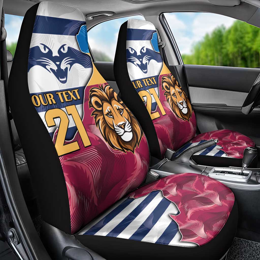 Brisbane-Geelong Football Custom Car Seat Cover Cracked Metal Style