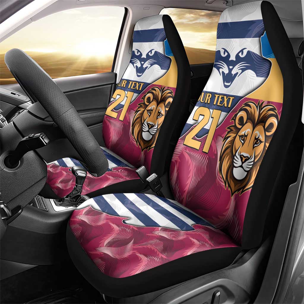 Brisbane-Geelong Football Custom Car Seat Cover Cracked Metal Style