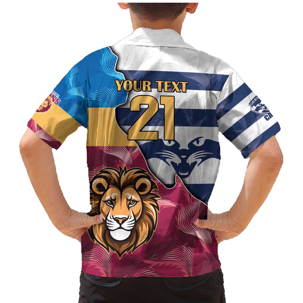 Brisbane-Geelong Football Custom Family Matching Mermaid Dress and Hawaiian Shirt Cracked Metal Style