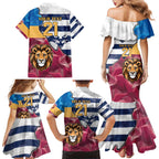 Brisbane-Geelong Football Custom Family Matching Mermaid Dress and Hawaiian Shirt Cracked Metal Style