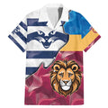 Brisbane-Geelong Football Custom Family Matching Mermaid Dress and Hawaiian Shirt Cracked Metal Style