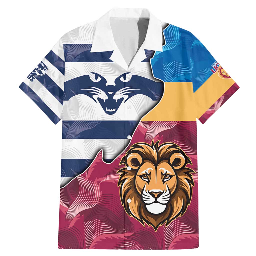 Brisbane-Geelong Football Custom Family Matching Mermaid Dress and Hawaiian Shirt Cracked Metal Style