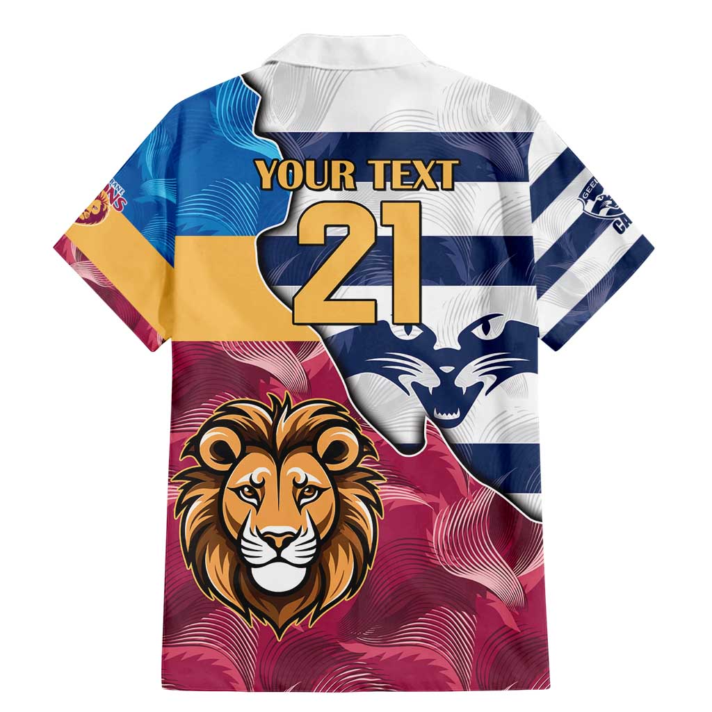 Brisbane-Geelong Football Custom Family Matching Mermaid Dress and Hawaiian Shirt Cracked Metal Style