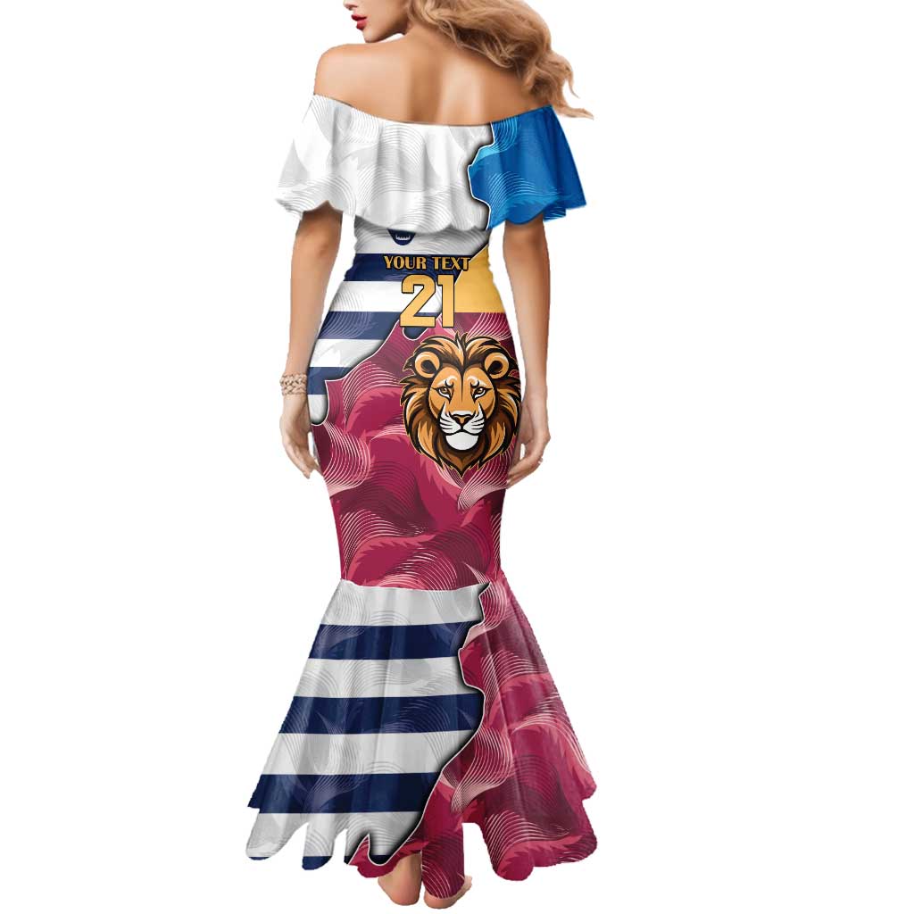 Brisbane-Geelong Football Custom Family Matching Mermaid Dress and Hawaiian Shirt Cracked Metal Style