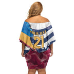Brisbane-Geelong Football Custom Family Matching Off Shoulder Short Dress and Hawaiian Shirt Cracked Metal Style