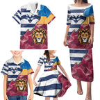 Brisbane-Geelong Football Custom Family Matching Puletasi and Hawaiian Shirt Cracked Metal Style
