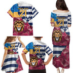 Brisbane-Geelong Football Custom Family Matching Puletasi and Hawaiian Shirt Cracked Metal Style