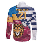 Brisbane-Geelong Football Custom Family Matching Puletasi and Hawaiian Shirt Cracked Metal Style