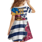 Brisbane-Geelong Football Custom Family Matching Tank Maxi Dress and Hawaiian Shirt Cracked Metal Style