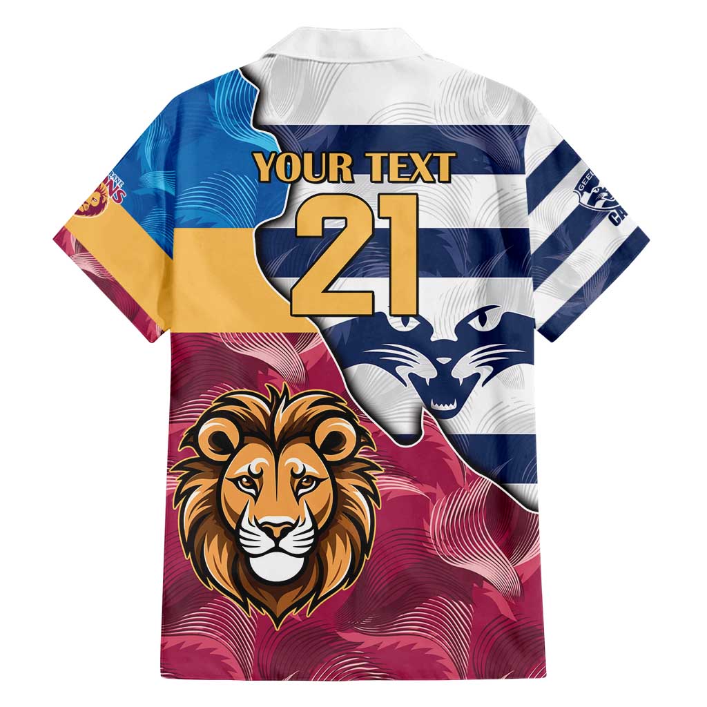 Brisbane-Geelong Football Custom Family Matching Tank Maxi Dress and Hawaiian Shirt Cracked Metal Style