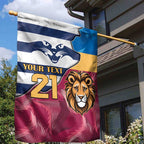 Brisbane-Geelong Football Custom Garden Flag Cracked Metal Style