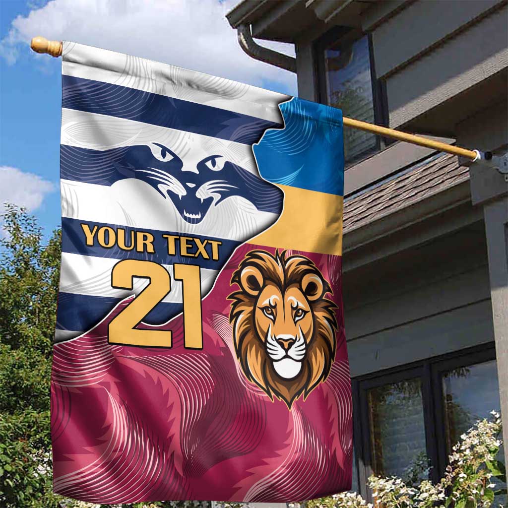 Brisbane-Geelong Football Custom Garden Flag Cracked Metal Style