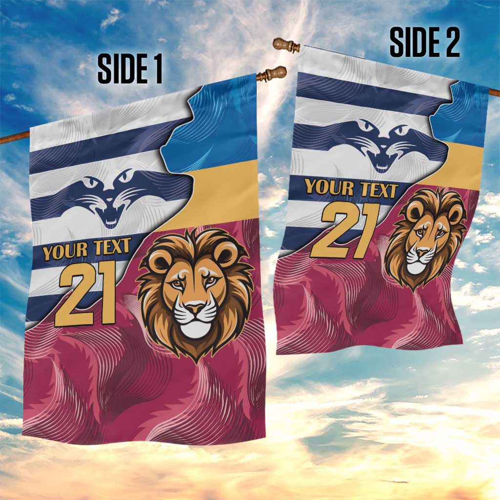 Brisbane-Geelong Football Custom Garden Flag Cracked Metal Style