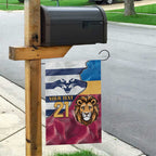 Brisbane-Geelong Football Custom Garden Flag Cracked Metal Style