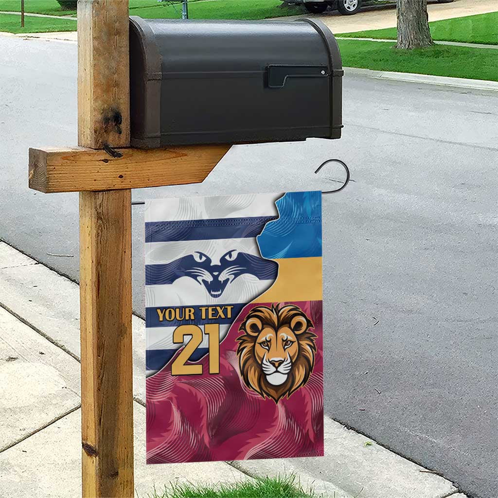 Brisbane-Geelong Football Custom Garden Flag Cracked Metal Style