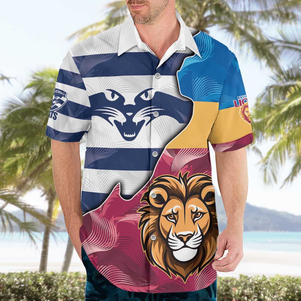 Brisbane-Geelong Football Custom Hawaiian Shirt Cracked Metal Style