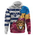 Brisbane-Geelong Football Custom Hoodie Cracked Metal Style
