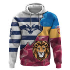 Brisbane-Geelong Football Custom Hoodie Cracked Metal Style