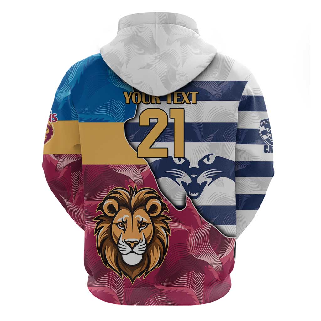 Brisbane-Geelong Football Custom Hoodie Cracked Metal Style