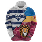 Brisbane-Geelong Football Custom Hoodie Cracked Metal Style