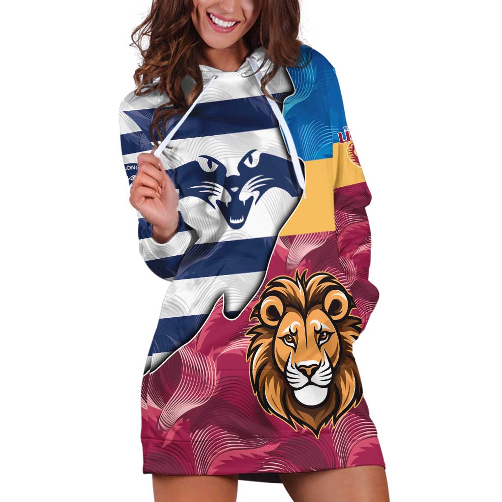 Brisbane-Geelong Football Custom Hoodie Dress Cracked Metal Style