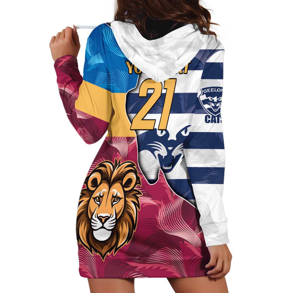 Brisbane-Geelong Football Custom Hoodie Dress Cracked Metal Style