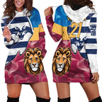 Brisbane-Geelong Football Custom Hoodie Dress Cracked Metal Style