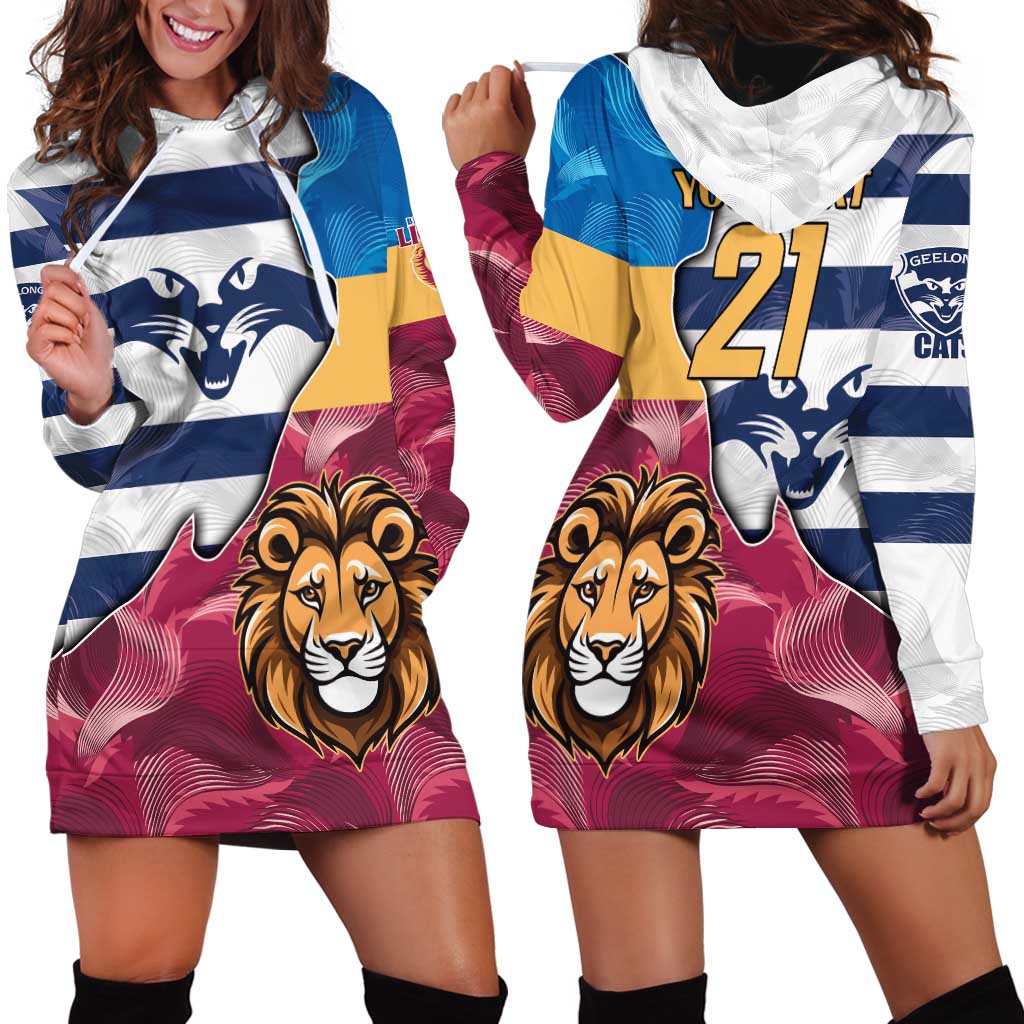 Brisbane-Geelong Football Custom Hoodie Dress Cracked Metal Style