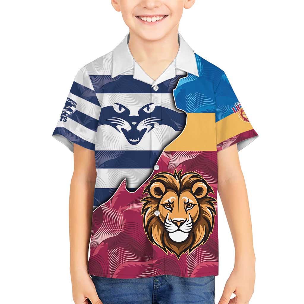 Brisbane-Geelong Football Custom Kid Hawaiian Shirt Cracked Metal Style