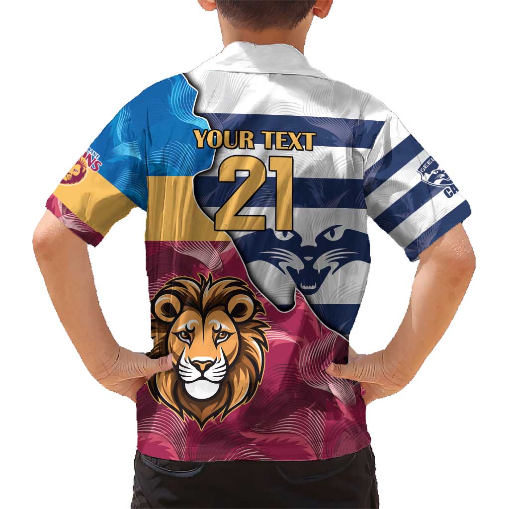 Brisbane-Geelong Football Custom Kid Hawaiian Shirt Cracked Metal Style