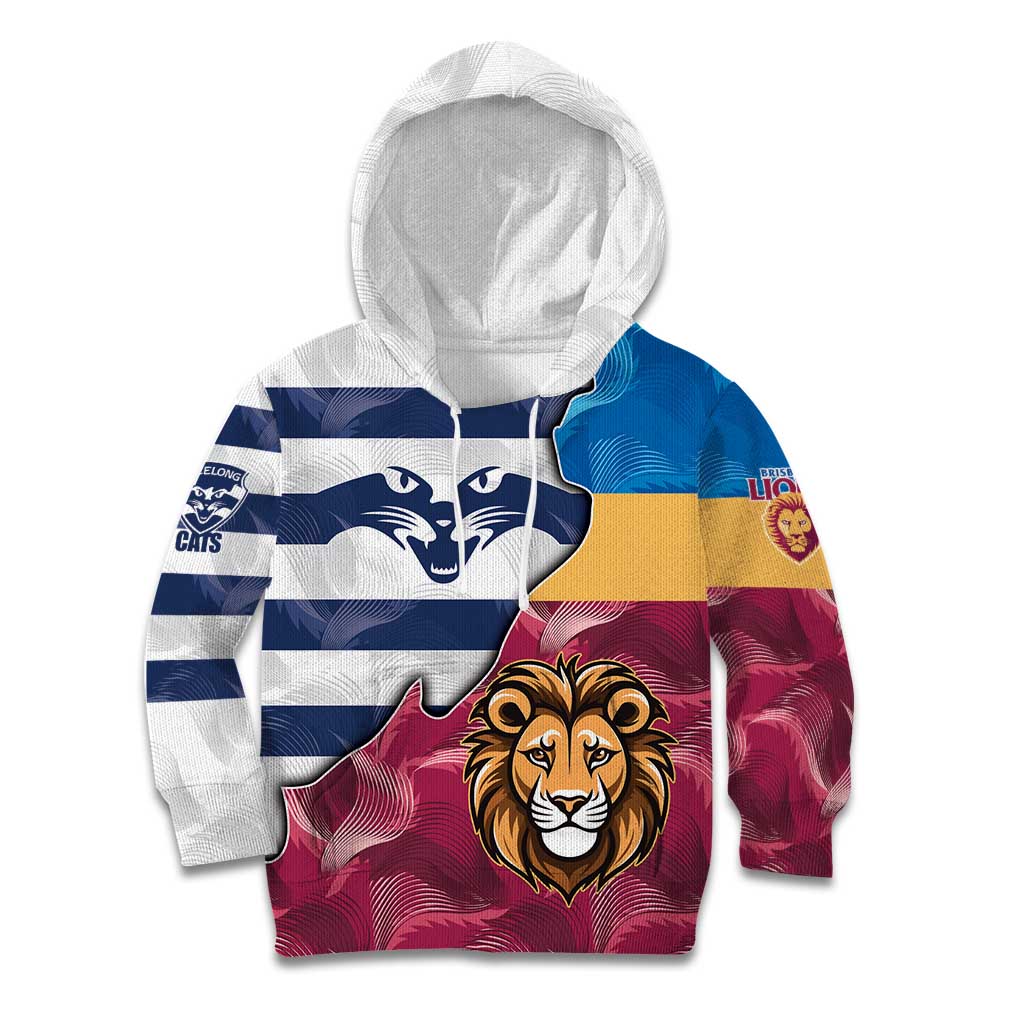Brisbane-Geelong Football Custom Kid Hoodie Cracked Metal Style