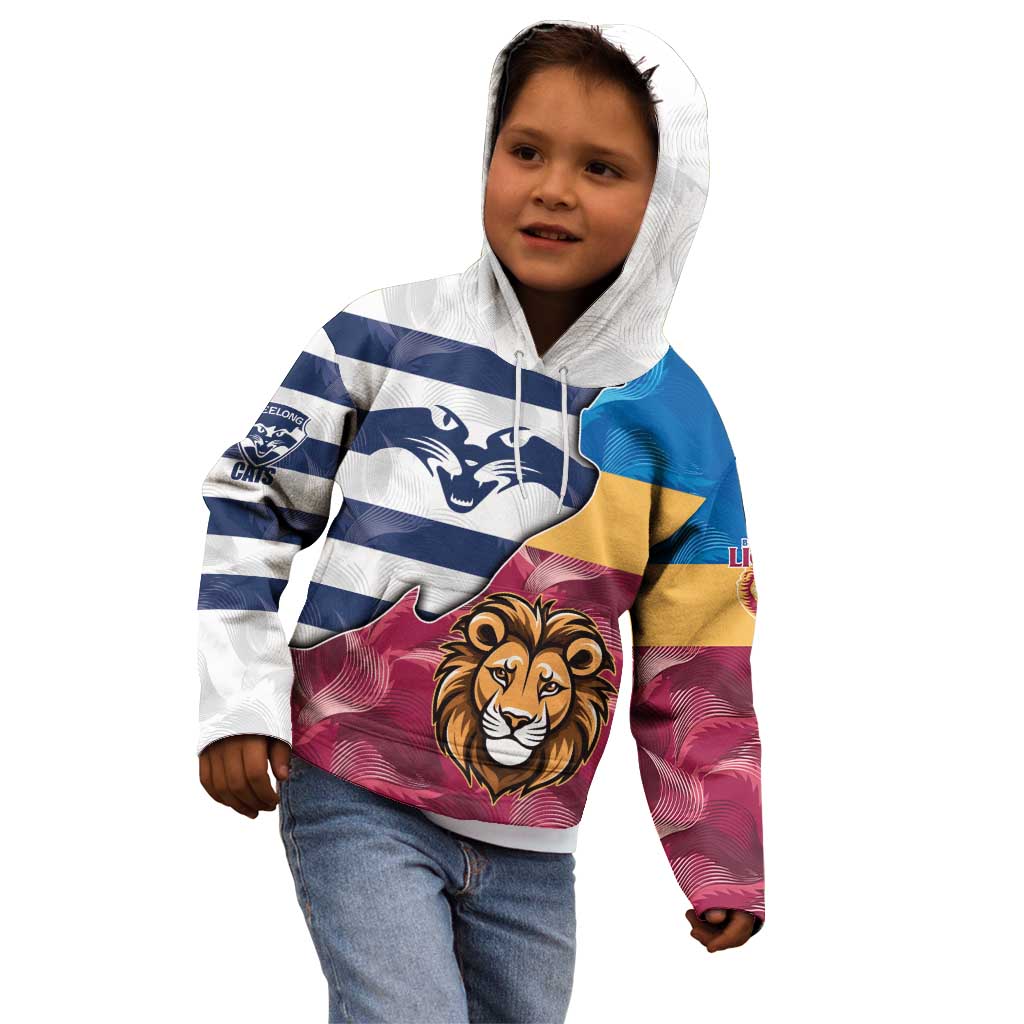 Brisbane-Geelong Football Custom Kid Hoodie Cracked Metal Style