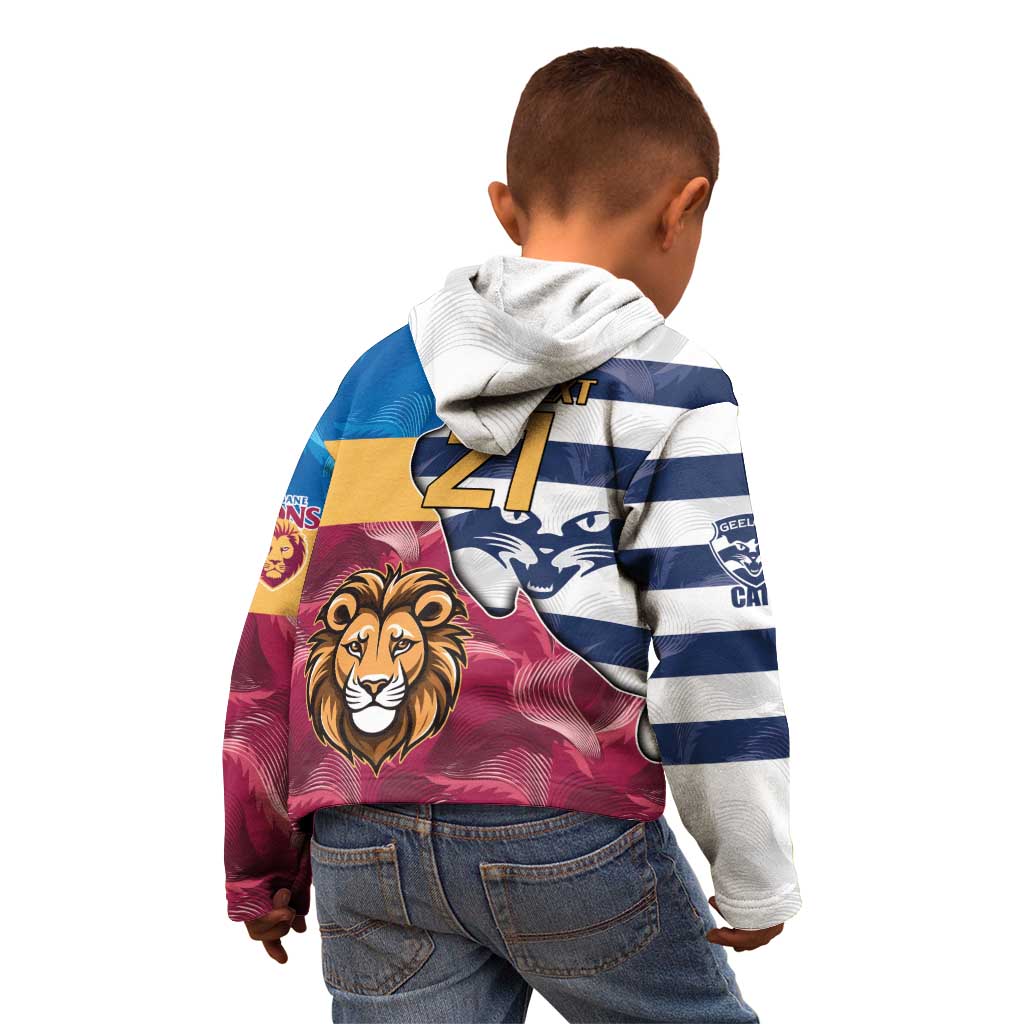 Brisbane-Geelong Football Custom Kid Hoodie Cracked Metal Style