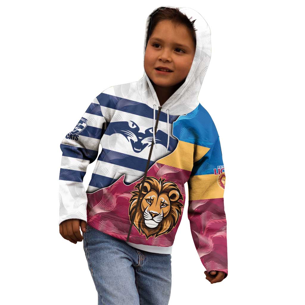 Brisbane-Geelong Football Custom Kid Hoodie Cracked Metal Style