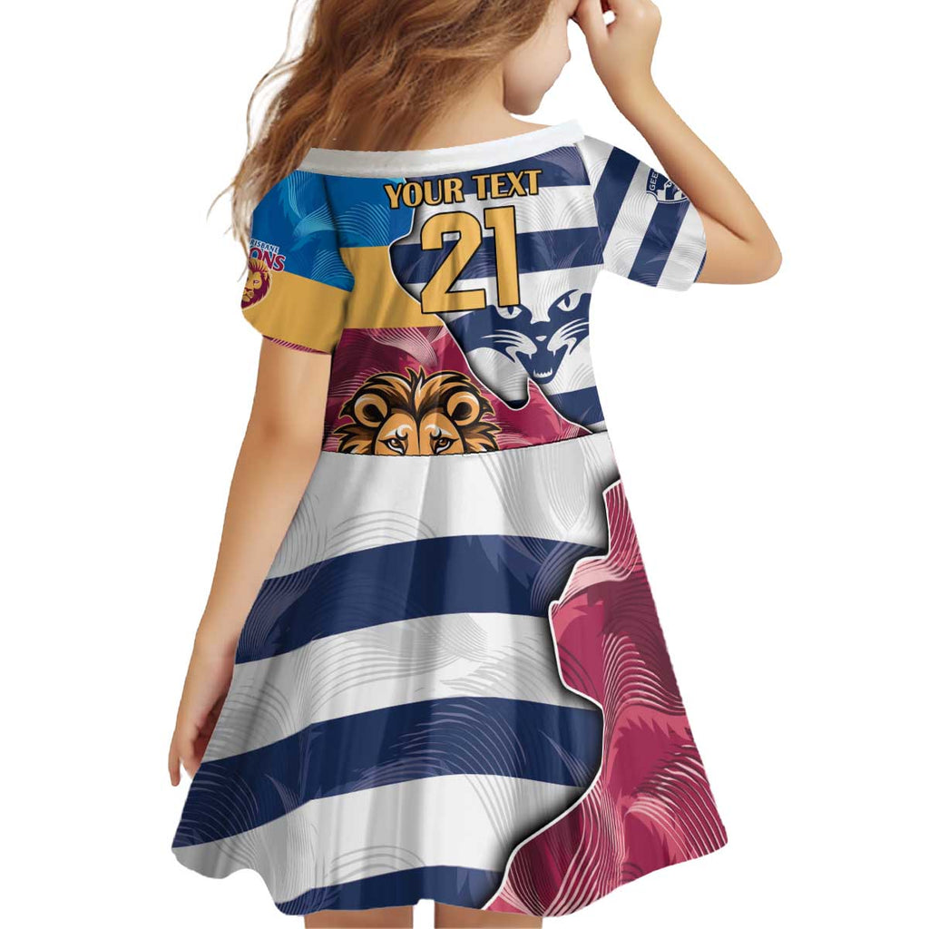 Brisbane-Geelong Football Custom Kid Short Sleeve Dress Cracked Metal Style