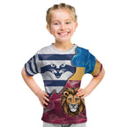 Brisbane-Geelong Football Custom Kid T Shirt Cracked Metal Style