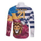 Brisbane-Geelong Football Custom Long Sleeve Button Shirt Cracked Metal Style