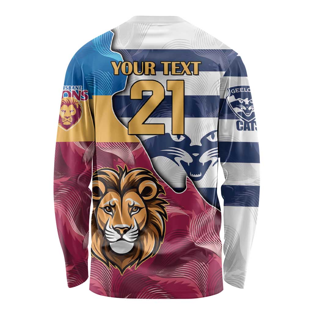 Brisbane-Geelong Football Custom Long Sleeve Shirt Cracked Metal Style
