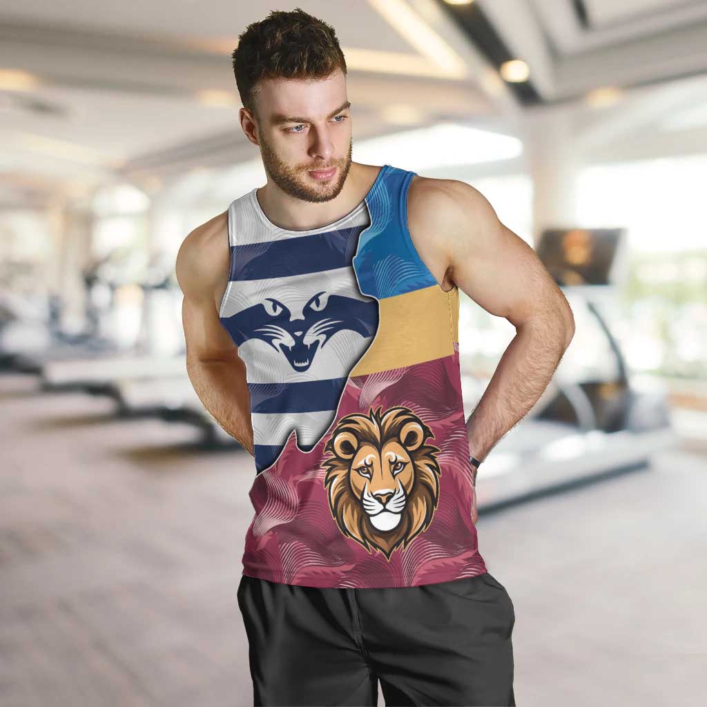 Brisbane-Geelong Football Custom Men Tank Top Cracked Metal Style