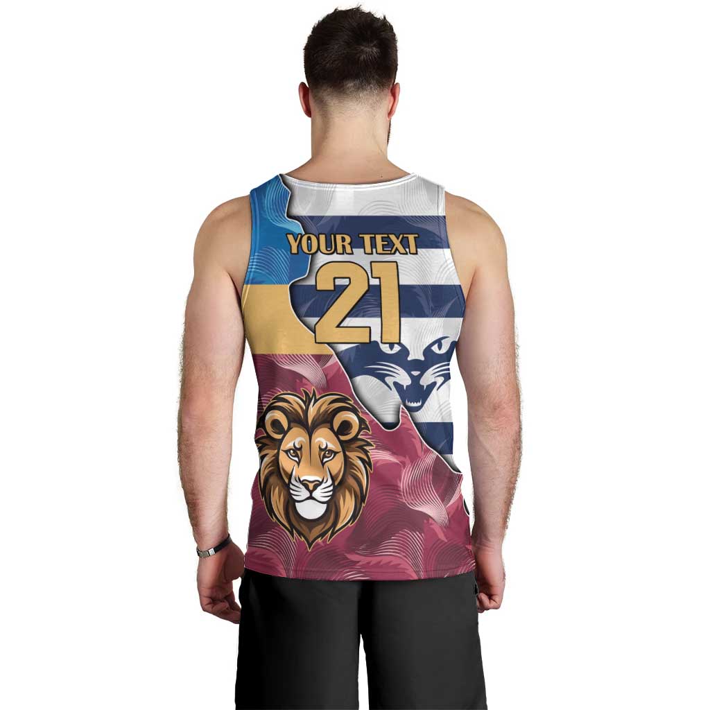Brisbane-Geelong Football Custom Men Tank Top Cracked Metal Style