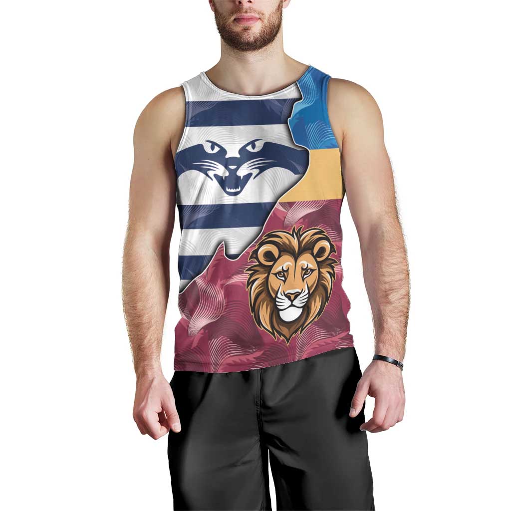 Brisbane-Geelong Football Custom Men Tank Top Cracked Metal Style